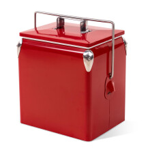 Retro Metal Cooler 14 Quart with Bottle Opener, Waterproof Ice Chest for Camping, Beach, BBQ, Fishing