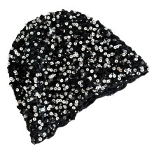 Casquette à paillettes empilable des années 2000, en Nylon-Noir