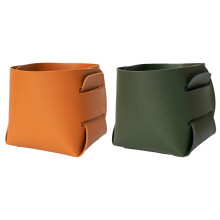 Elegant Leather Desktop Storage, Waterproof and Durable Collapsible Square Basket Bin for Versatile Organization in Office and Bedroom Locations