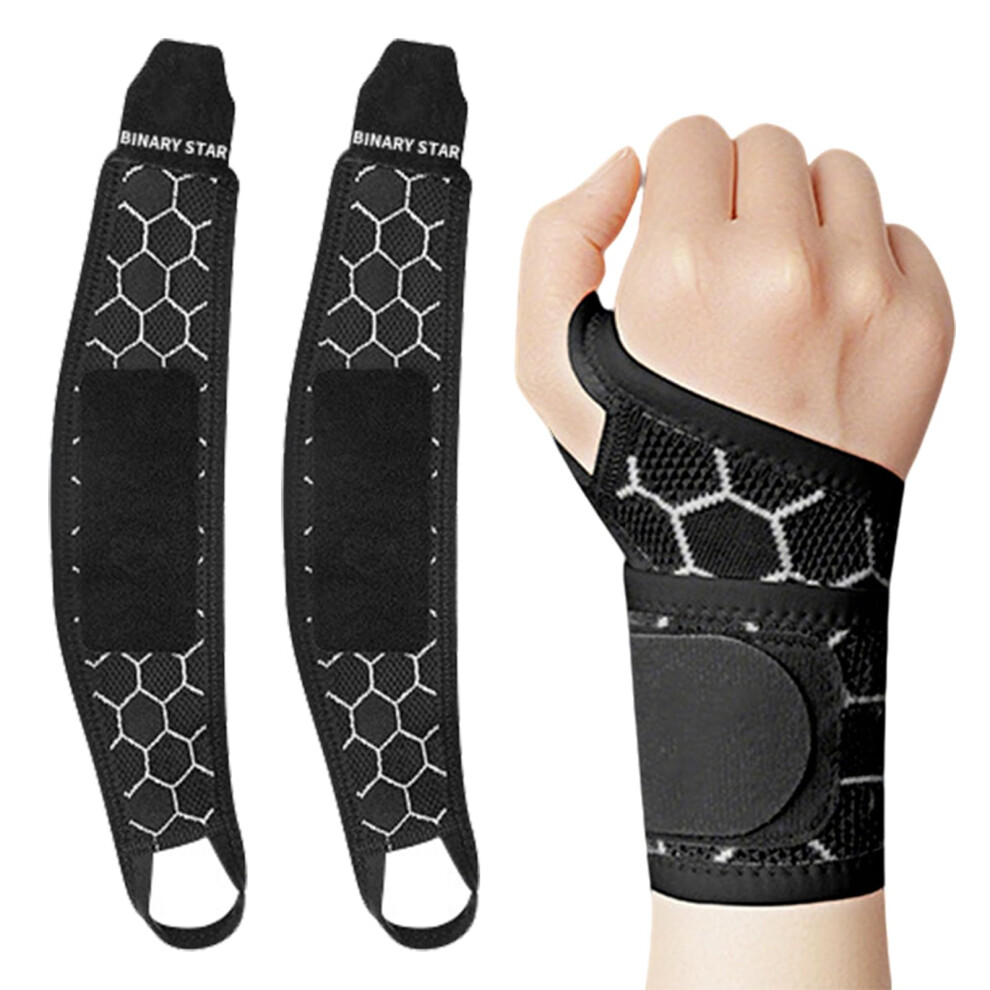 Wrist Bandages, Pack of 2 Wrist Support, Wrist Bandages, Gym, Suitable for Sports and Fitness, Housework (Black)