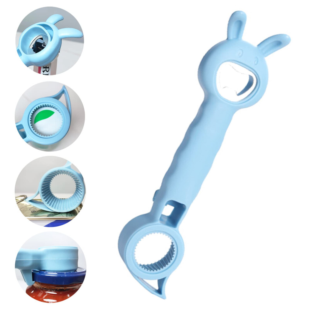 Blue Bottle Opener And Jar Opener For Weak Hands, 4In1 Can Opener For Seniors With Arthritis,