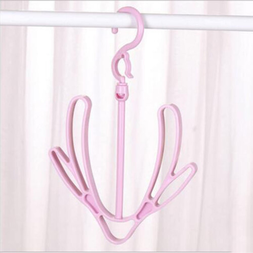 Shoe Drying Rack with 360 Rotatable Windproof Double Hooks, Space Saving Shoe Hanger for Home (Pink)