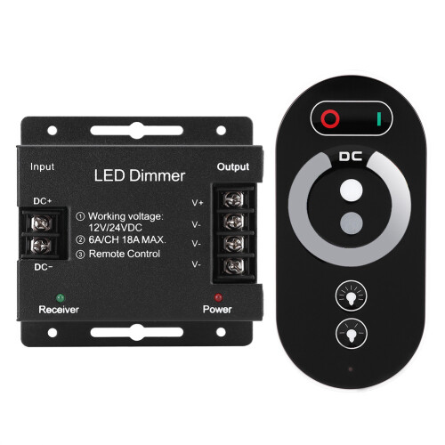 Ελεγκτής Dimmer Ταινίας LED Μονοκάναλου, Ψηφιακός Dimmer DC12-24V PWM με Αλουμινένιο