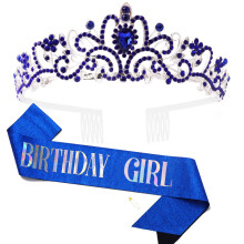 Corona da principessa in materiale squisito, tiara con design a pettini laterali e strass AB, fascia per capelli dall'aspetto splendido e grazioso