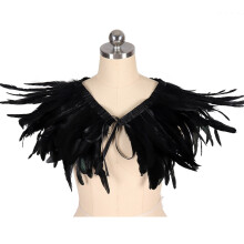 Cape de plumes de luxe, design léger, tissu respirant,-Noir