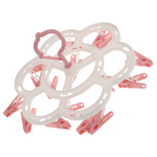 Windproof Rotating Clothes Drying Rack with Clips for Socks, Underwear, Bras and Gloves – Pink Non‑Slip Swivel Design