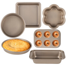 Nonstick Bakeware Set of 6, Carbon Steel Cake Pans and Oven Trays for Muffins, Pizza, Cookies