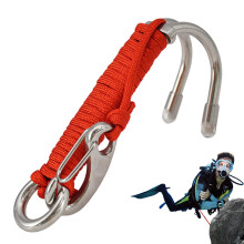 Double diving hook made of stainless steel  Diving hook with rope  Underwater equipment for divers, diving, photography and exploration