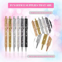 12 Pezzi Bling Pen Bulk Penna a Sfera in Metallo Penna a Diamante Crystal Press Penna a Sfera Retrattile con Inchiostro Nero da 0,7 Mm 6 Colori