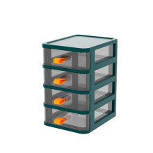 Plastic Storage Drawer Organizer with Clear Wide Drawers, Dark Green, 4Tier for Bathroom, Desk, Cabinet, Fridge