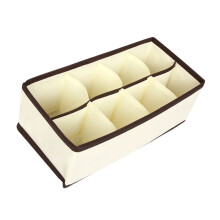 Foldable Beige Underwear Drawer Organizer with Compartments for Socks Bras Panties and Closet Storage