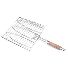 BBQ Fisch Grill Netz Grill Grillen Fisch Regal Antihaft Dreifacher Fisch Grill Korb Holz Griff Grill Werkzeug 1 StüCk