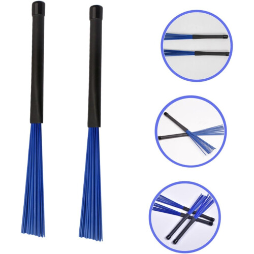 2 Pack Nylon Drum Brushes with Comfortable Handles for Jazz Drums and Percussion Players 1