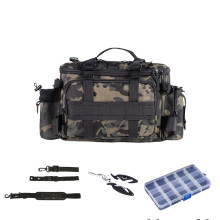 Bolsa organizadora para equipamentos de pesca com compartimento principal de grande capacidade, design multifuncional resistente à água, em tecido
