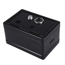 Safe Box Organizer Iron Desk Decorative Box Piggy Bank Metal Cabinet Money Storage Box Storage Box for Boys, Black