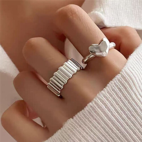 Offener Fingerring Breite Unregelmäßiger Geometrischer Ring Damenring 1