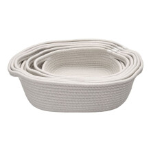 5-Piece Rectangle Storage Basket Set Cotton Rope Woven Baskets for Organizing ,Baby Nursery, Dog Toy Baskets White