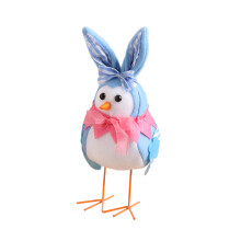 Pasen decoratie pluche vogel beeldje voor thuis en op-Blauw