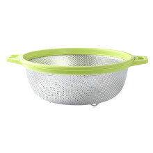 Stainless Steel Colander with Handle and Legs Large Metal Green Strainer for Pasta Berry Veggies Fruits Noodles Salads