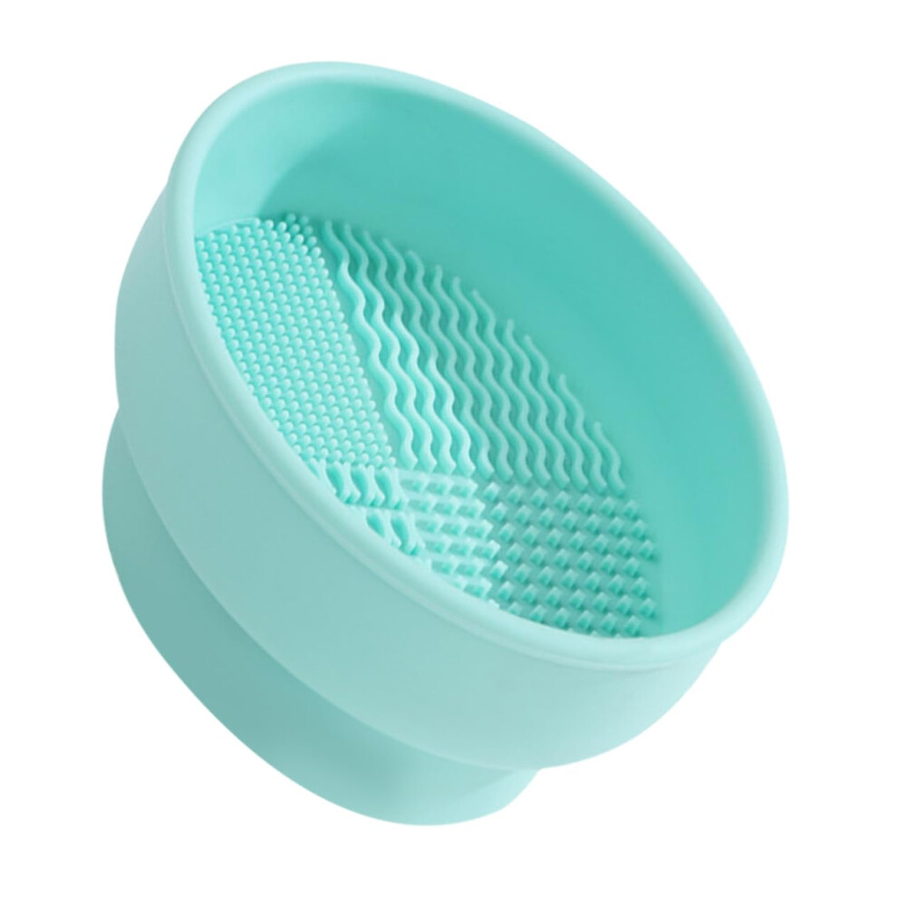 Silicone Makeup Brush Cleaner Bowl with Textured Scrubbing Surface for Women, Mint Green
