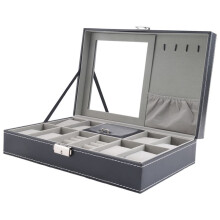 Watch Cases for Men, 8 Slots Lockable Watch Box Organizer for Men with Jewelry Organizer
