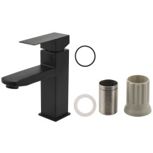 Robinet de Lavabo de Salle de Bain, Robinet de Lavabo D'Eau Chaude et Froide, Noir Mat