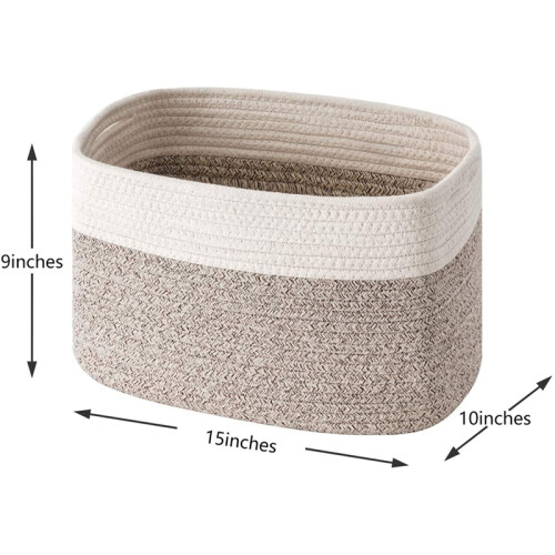 Cotton Rope Storage Baskets Bin Storage Square Organizer Foldable Decorative Woven Basket with Handles, C 1