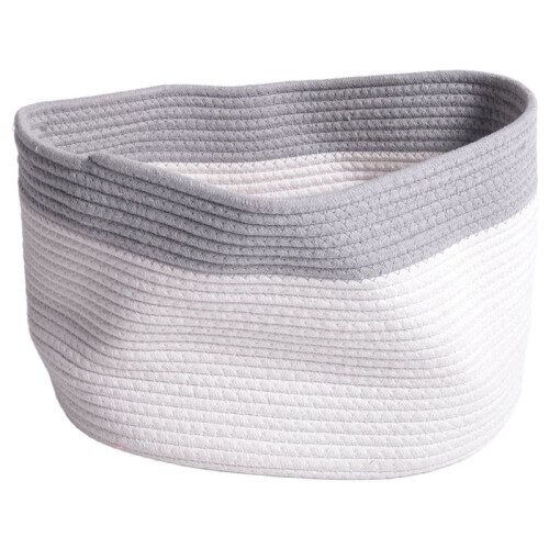 Cotton Rope Storage Baskets Bin Storage Square Organizer Foldable Decorative Woven Basket with Handles, D