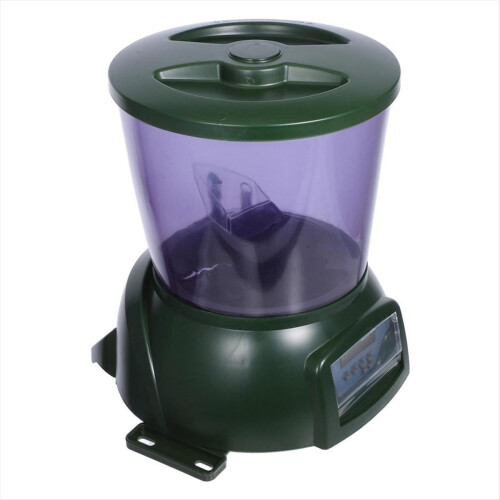 Automatic Fish Feeder Large Capacity Powered Pond Dispenser Green Timi