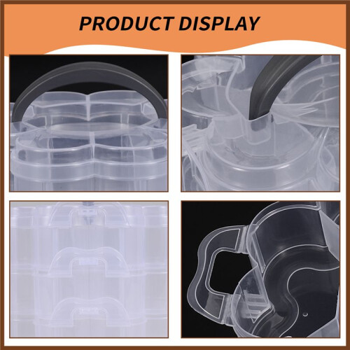 3-Tier Clear Plastic Stackable Organiser Storage Hobby  Box Container Jewellery Case - Clear 1