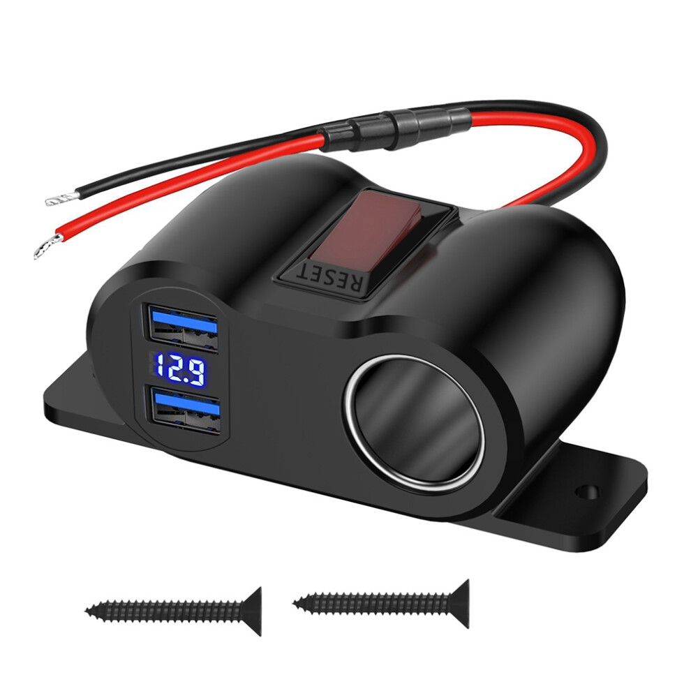 Qc3.0 Usb 3.0 Lighter Socket Splitter With Voltmeter 12V Car Charger P 4853841159651