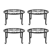 4 Pieces of Plant Stand Indoor and Outdoor Metal Rust-Proof Plant Stand, Classic Flower Pot Stand-Black