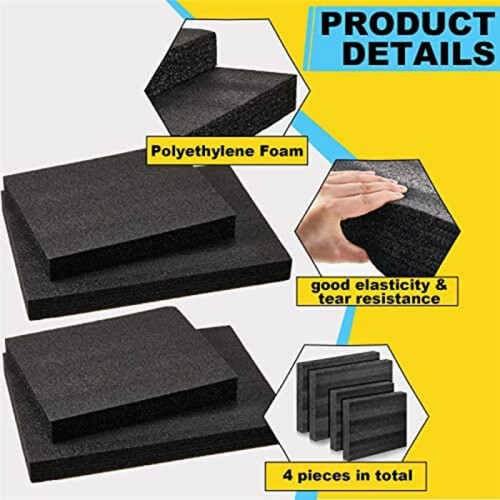 4 Pcs Customizable Polyethylene Foam Packing Foam Inserts for Cases Tool Foam Black Foam Sheet for Packaging and Crafts 2