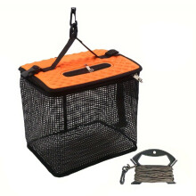 Floating fishing basket for caught fish, foldable fishing net, storage cage, portable fishing bucket