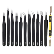 Tweezers 12 Pieces ESD Tweezers Tools Kit Anti-Static Non-Magnetic Stainless Steel Multi-Standard with Storage Bag