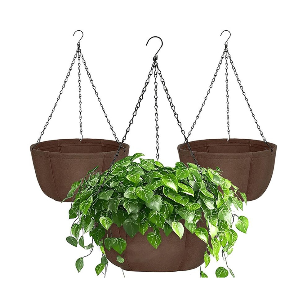 Typecat Hanging Planter For Outdoor Plants,Hanging Baskets For Plants Outdoor With Chain, Fabric Hanging Pot For Plants 12Inch