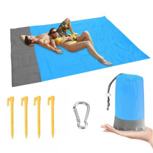 Beach Mat Extra Large 79 x 83 Inch Beach Blankets Sandproof Picnic Mat with Anchors and Storage Bag for Camping, Hiking Kits
