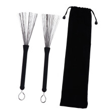 Retractable Wire Drum Brushes with Bag for Jazz Beginners and Bands, Comfortable Ergonomic Grip