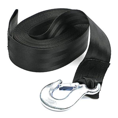 Boat Winch Strap with Hook and Safety Latch - Loop End 2 Inch x 26.3 - 1