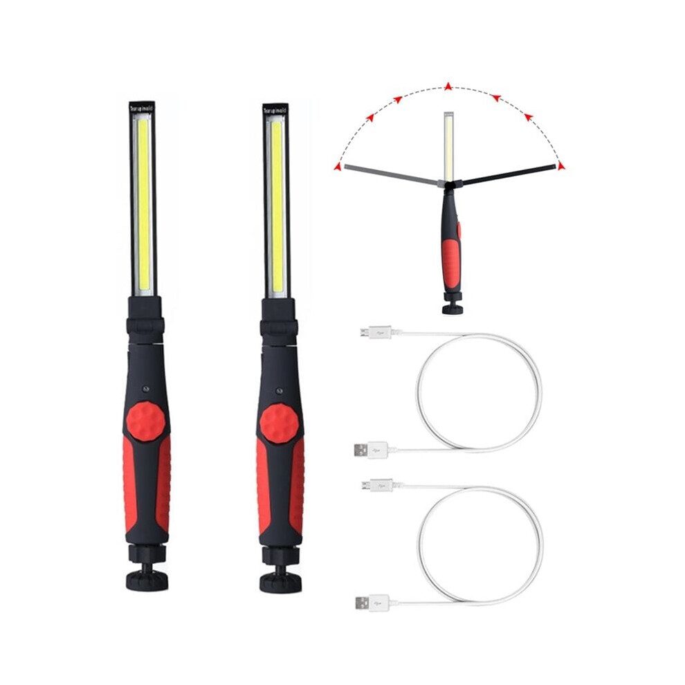 Cordless Cob Work Light Flashlight, Magnetic Base Hands-Free Operation Portable Rechargeable Led Torch Lamp With 360 Rotate, Adjustable Positioning 9420858829751