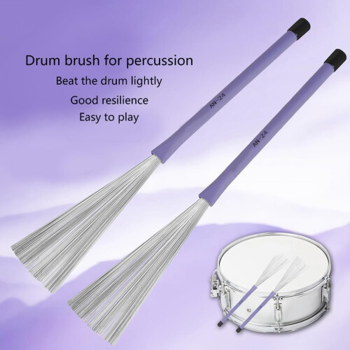 2 Pack Drum Wire Brushes with Rubber Handles for Jazz, Acoustic Drummer Performance, Blue 2