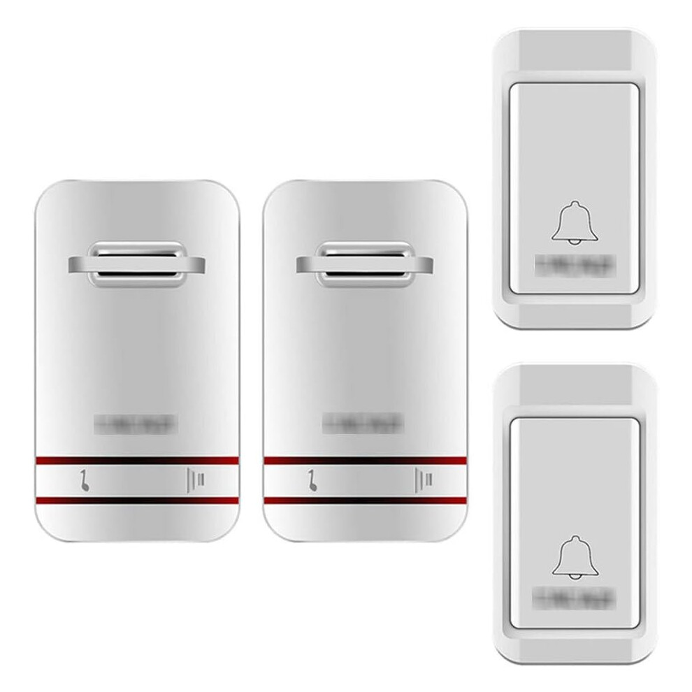 Wireless Doorbell,Ip44 Waterproof Door Bell Chime Kit 2 Push Buttons And 2 Receivers With 390Ft Range 38 Chimes 749655514059