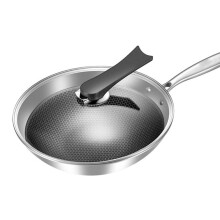 Non Stick Frying Pan with Lid Stainless Steel Wok Large Silver 54x32x9cm for Induction and Gas