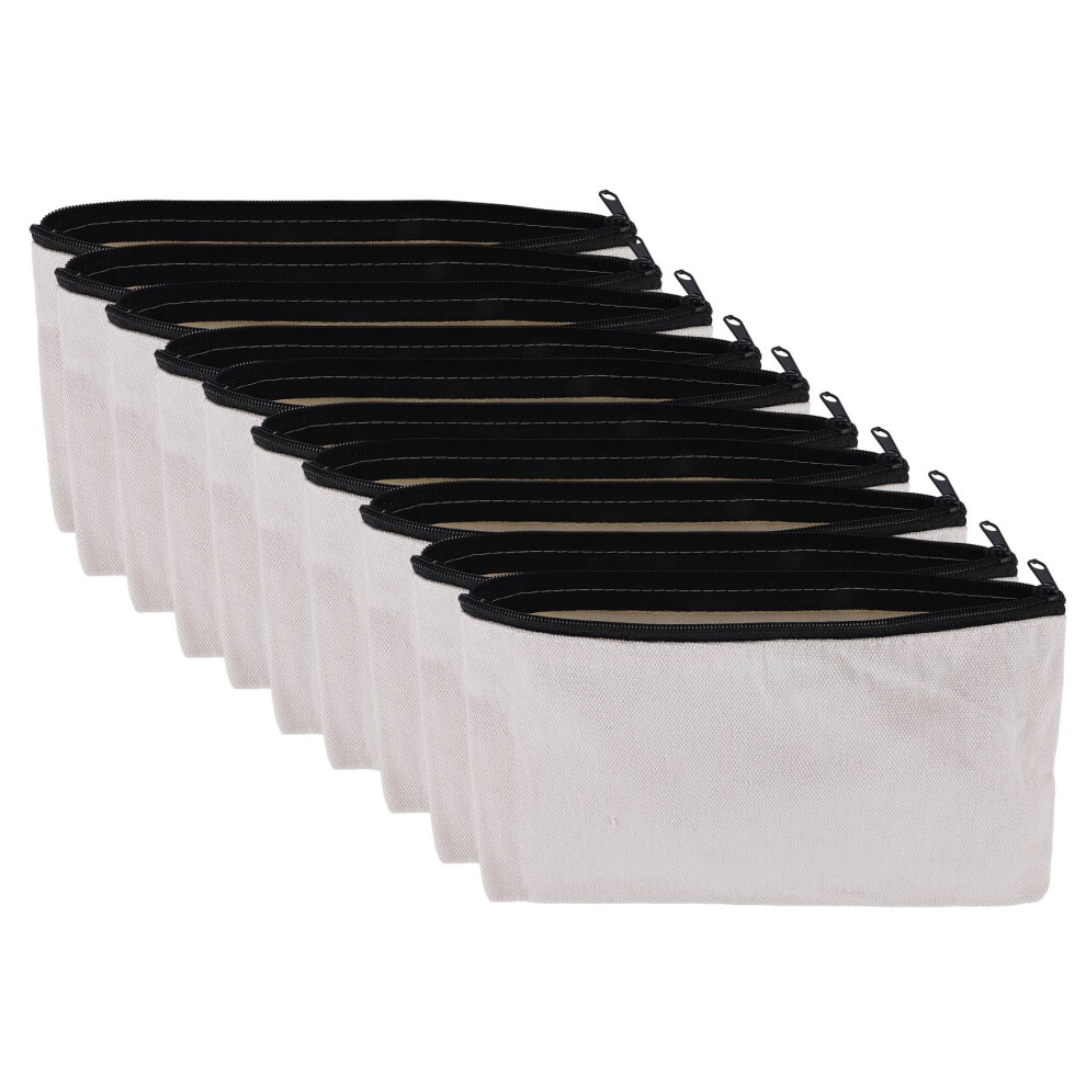 Typecat 10 Pcs Blank Diy Craft Bag Canvas Pen Case Blank Makeup Bags - Canvas Pencil Bag Cotton Canvas Cosmetic Bag Travel Bag
