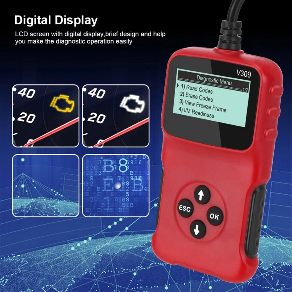 Obd2 Obdii V309 Scanner Automotive Wipe/Reset Trouble Code Reader Diag 4853841175293