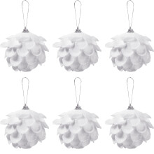 White Christmas Tree Baubles Flowers Ornament for Hanging Glitter Decoration (6)