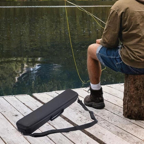 Fishing Rod Case Hard Shell Foam Lined Carrying Bag Rod Holder Multi Purpose Compact 2