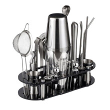 Professional 23Piece Cocktail Shaker Set 700ml with Acrylic Stand 304 Stainless Steel for Home Bar