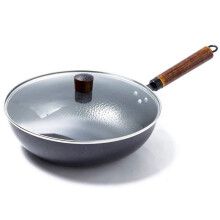 NonStick Frying Pan and Wok Pan with Lid, Ergonomic Handle, Durable Uncoated Surface for Oil Cooking