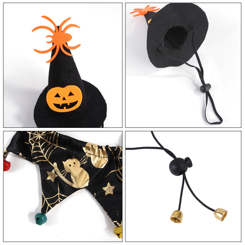 Εορταστικό καπέλο για κατοικίδια για το Halloween, μοναδική κάπα και καπέλο μάγου για 2